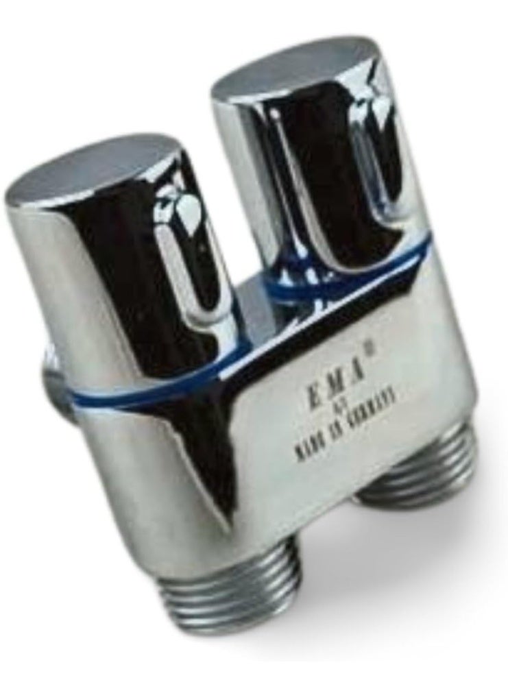 EMI Dual Valve Chrome Water Connector 2 Way Style Metal - Image 2